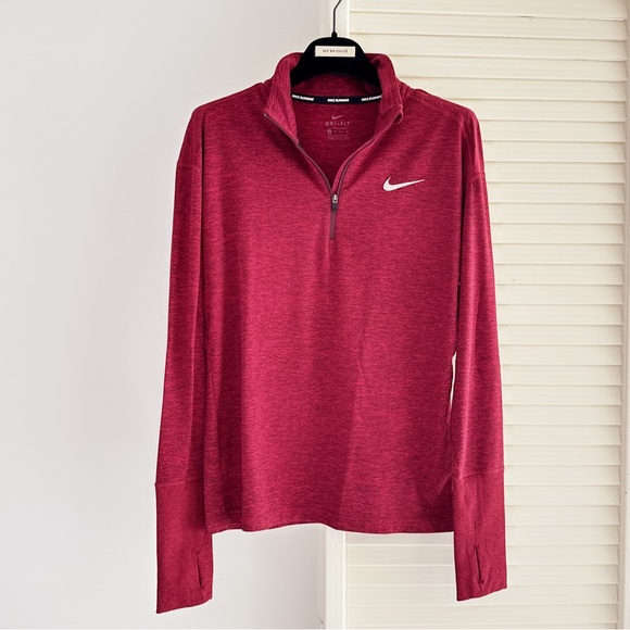 NEW♥️ NIKE ELEMENT DARK RED BURGUNDY QUARTER ZIP TOP XS RELAX FIT RUN GOLF MOCK - Picture 9 of 9